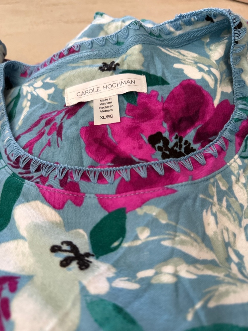 Midnight by Carole Hochman Blue & Magenta Floral three-Piece Pajama Set - Picture 7 of 8